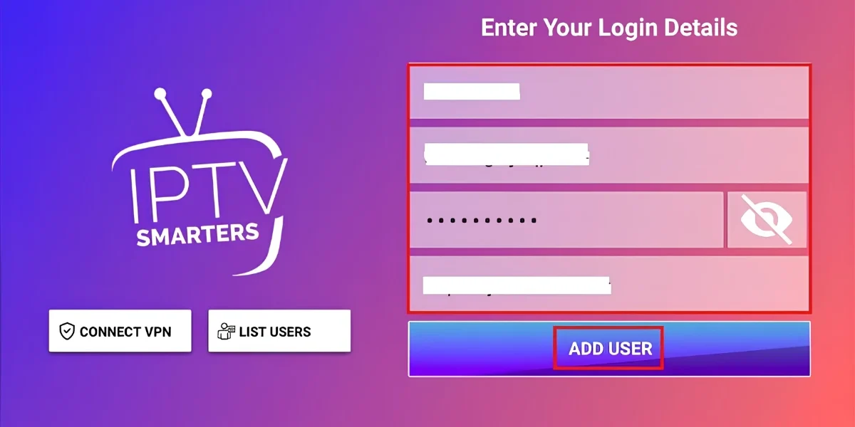 Application IPTV Smarters Pro en cours d'utilisation sur un smartphone